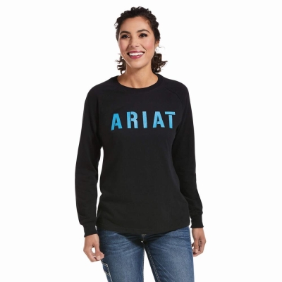 Women's Ariat Rebar CottonStrong Block T Shirts Black | GB4697ZRA