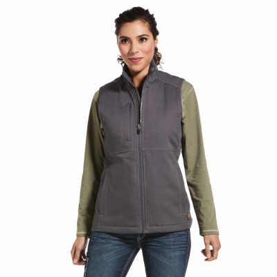 Women's Ariat Rebar DuraCanvas Insulated Vests Grey | GB1896KIT