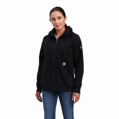 Women's Ariat Rebar Regulator Full Zip Hoodies Black | GB7384NRS