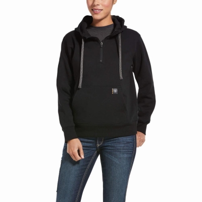 Women's Ariat Rebar Skill Set 1/2 Zip Hoodies Black | GB2659UXG