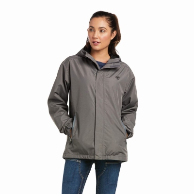 Women's Ariat Rebar Stormshell Logo Waterproof Jackets Grey Black | GB9301KRH