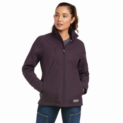 Women's Ariat Rebar Stretch Canvas Softshell Jackets Purple | GB0269HSL