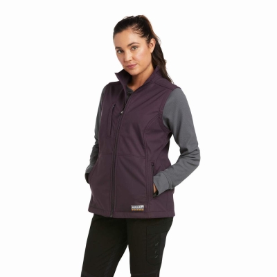 Women's Ariat Rebar Stretch Canvas Softshell Vests Purple | GB2698SWL