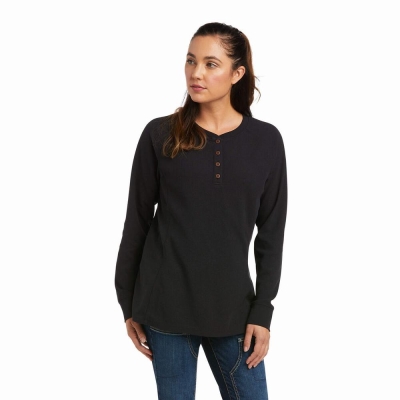 Women's Ariat Rebar Thermal Shirts Black | GB3156EZU