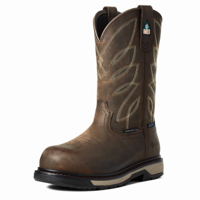 Women's Ariat Riveter CSA Waterproof Composite Toe Work Boots Dark Brown | GB0385ZFW