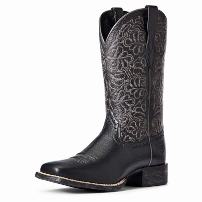 Women's Ariat Round Up Remuda Western Boots Black | GB9532KXJ