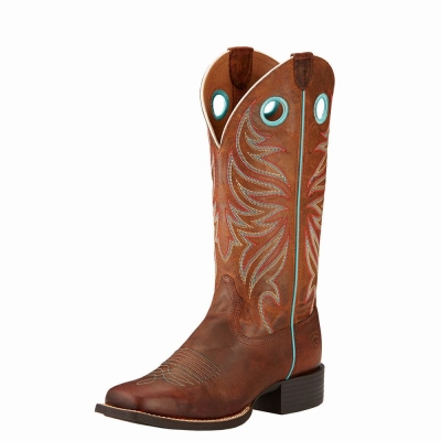 Women's Ariat Round Up Ryder Western Boots Brown | GB2159EBT