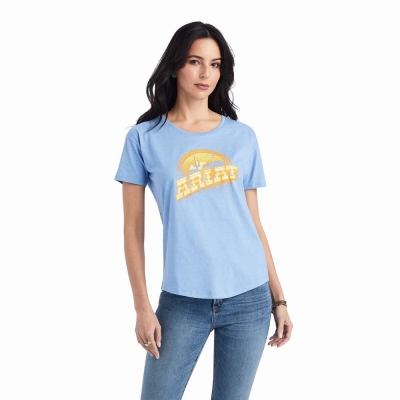 Women's Ariat Sunset Arc Tops Blue | GB7850DLU