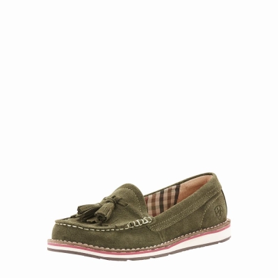 Women's Ariat Tassel Cruiser Sneakers Olive | GB4839PHA