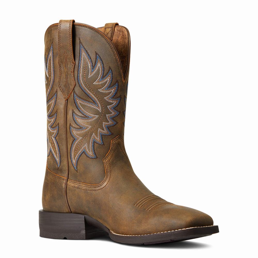 Men's Ariat Brander Western Boots Brown | GB1872ALU