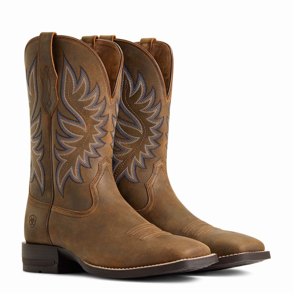 Men's Ariat Brander Western Boots Brown | GB1872ALU