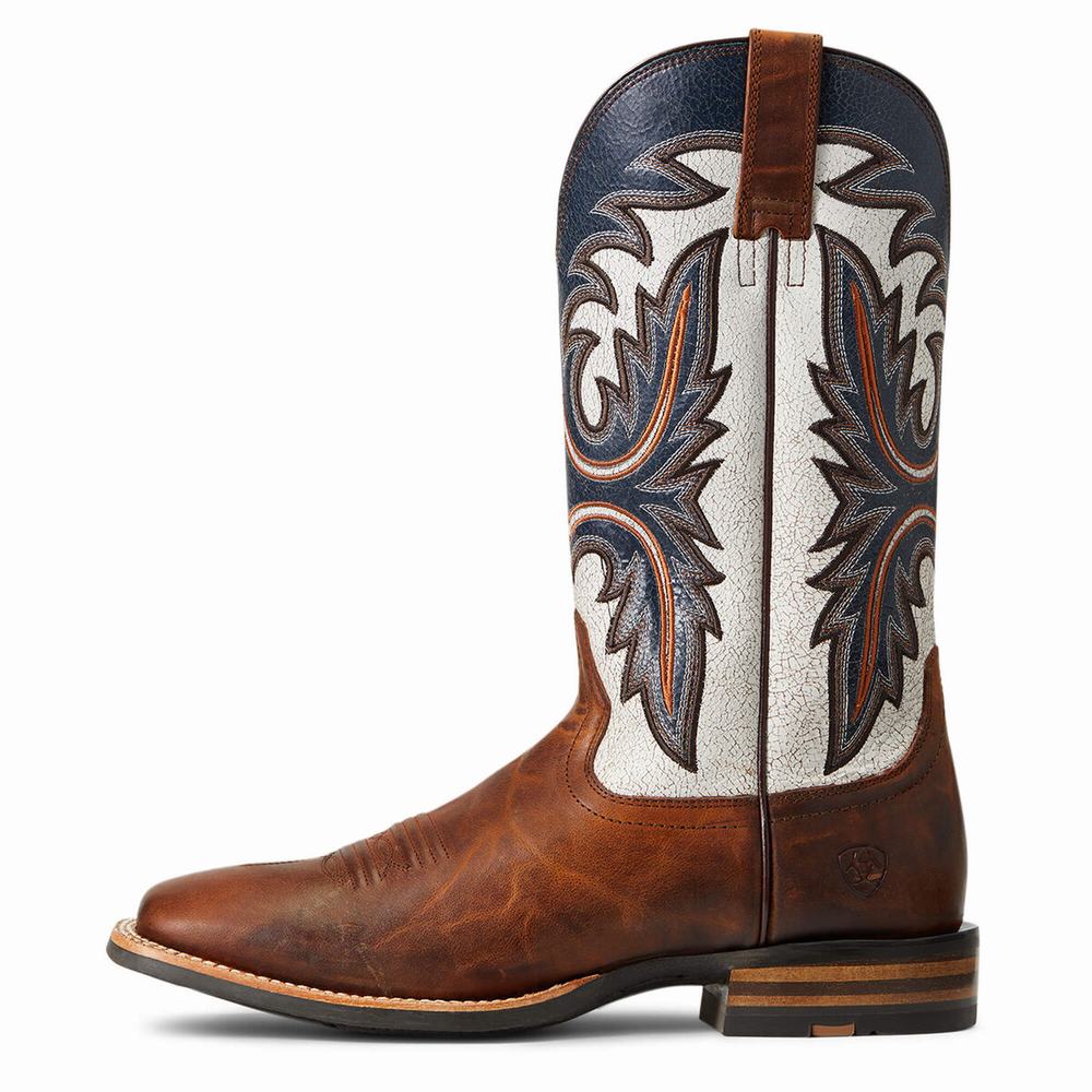 Men's Ariat Brushrider Western Boots Brown | GB0475FYZ