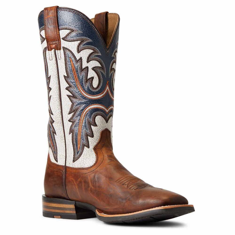 Men's Ariat Brushrider Western Boots Brown | GB0475FYZ