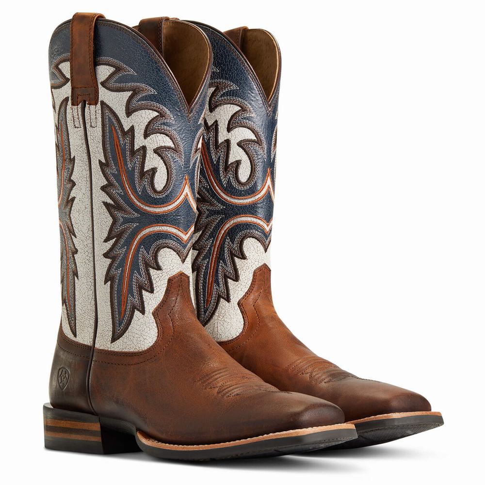 Men's Ariat Brushrider Western Boots Brown | GB0475FYZ