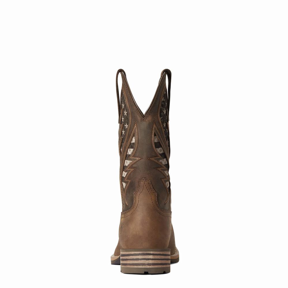 Men's Ariat Hybrid VentTEK Western Boots Brown | GB1562PSC