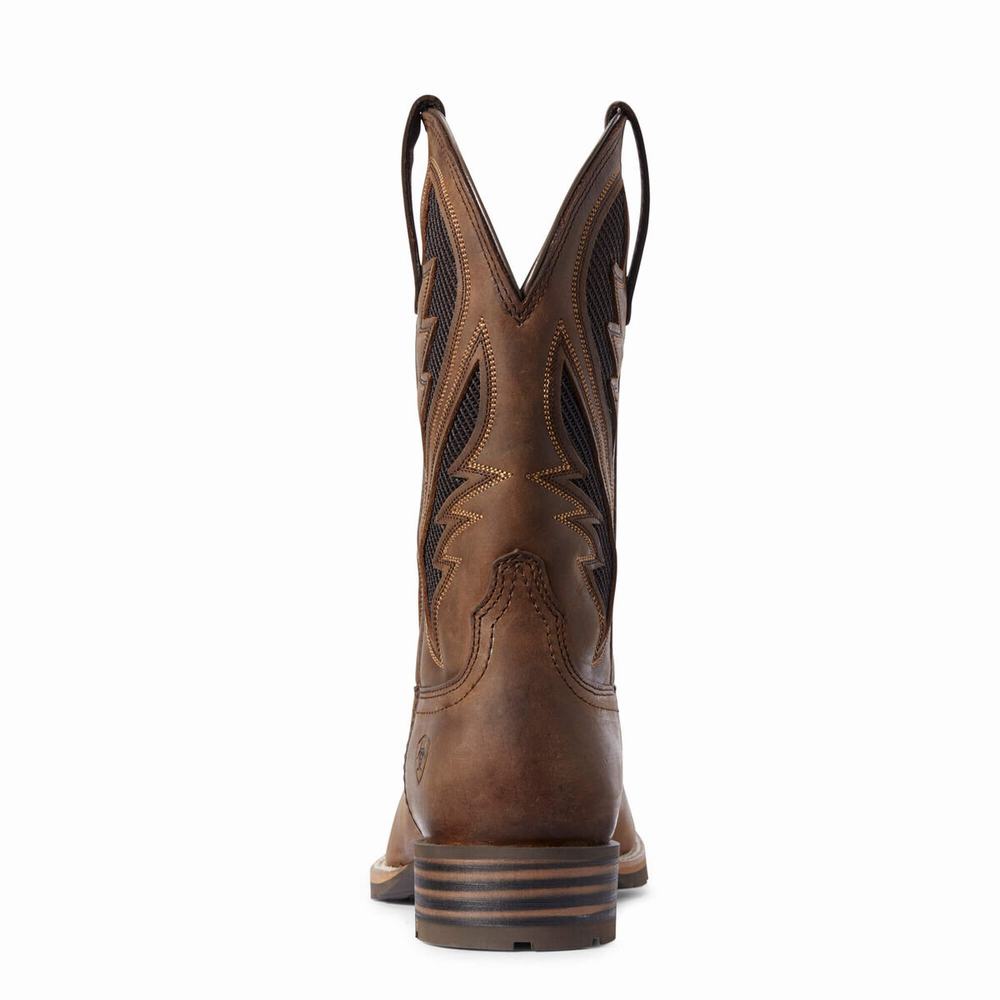 Men's Ariat Hybrid VentTEK Western Boots Brown | GB8493ZLH