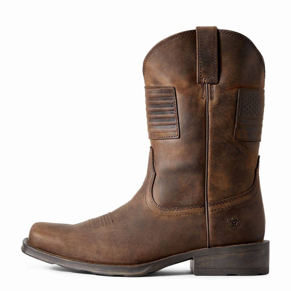 Men's Ariat Rambler Patriot Dress Boots Brown | GB2483DER