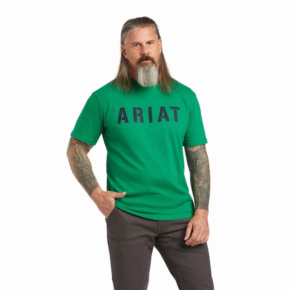 Men\'s Ariat Rebar Cotton Strong Block Short Sleeve Green | GB8640NUI