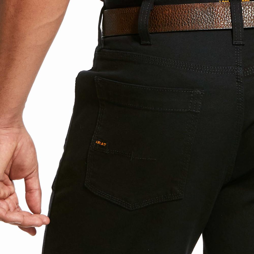 Men's Ariat Rebar DuraStretch Made Tough Pants Black | GB7286XHI