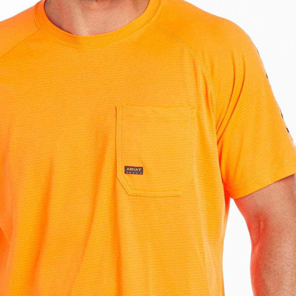 Men's Ariat Rebar Heat Fighter Short Sleeve Orange | GB3591LNU