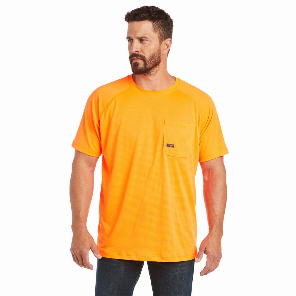 Men\'s Ariat Rebar Heat Fighter Short Sleeve Orange | GB3591LNU