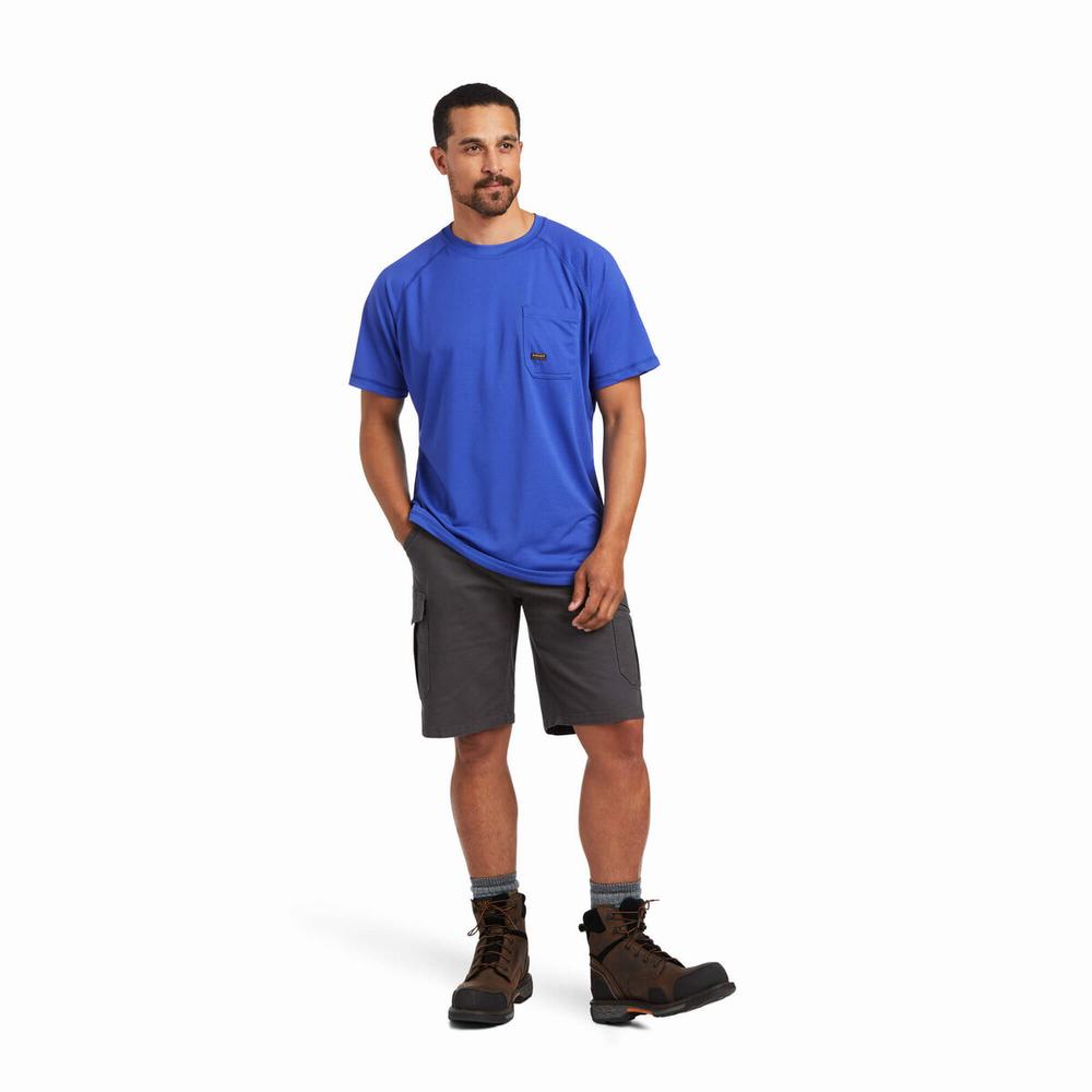 Men's Ariat Rebar Heat Fighter Short Sleeve Royal Blue | GB9862WFP