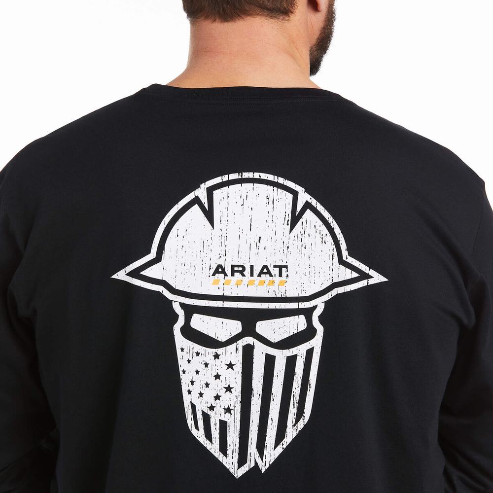 Men's Ariat Rebar Workman Full Coverage T Shirts Black | GB5416ILZ