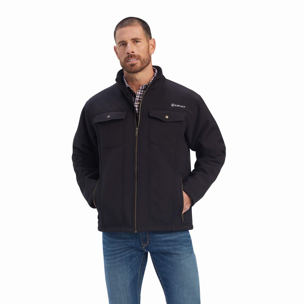 Men\'s Ariat Vernon Sherpa Jackets Black | GB8096SET