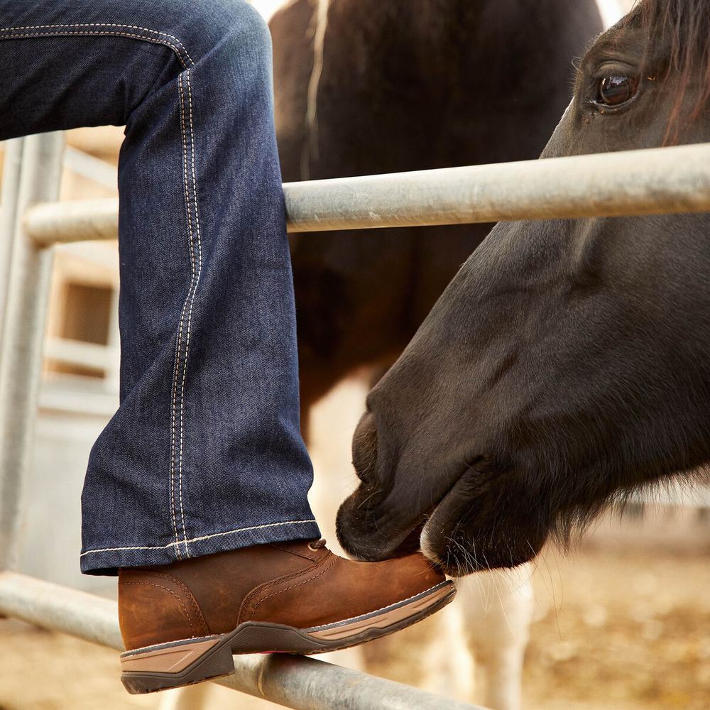 Women's Ariat Anthem Round Toe Lacer Waterproof Composite Toe Work Boots Brown | GB9764WVH