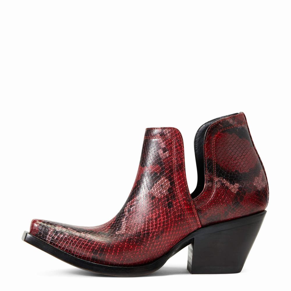 Women's Ariat Dixon Booties Red Snake | GB0718FSN