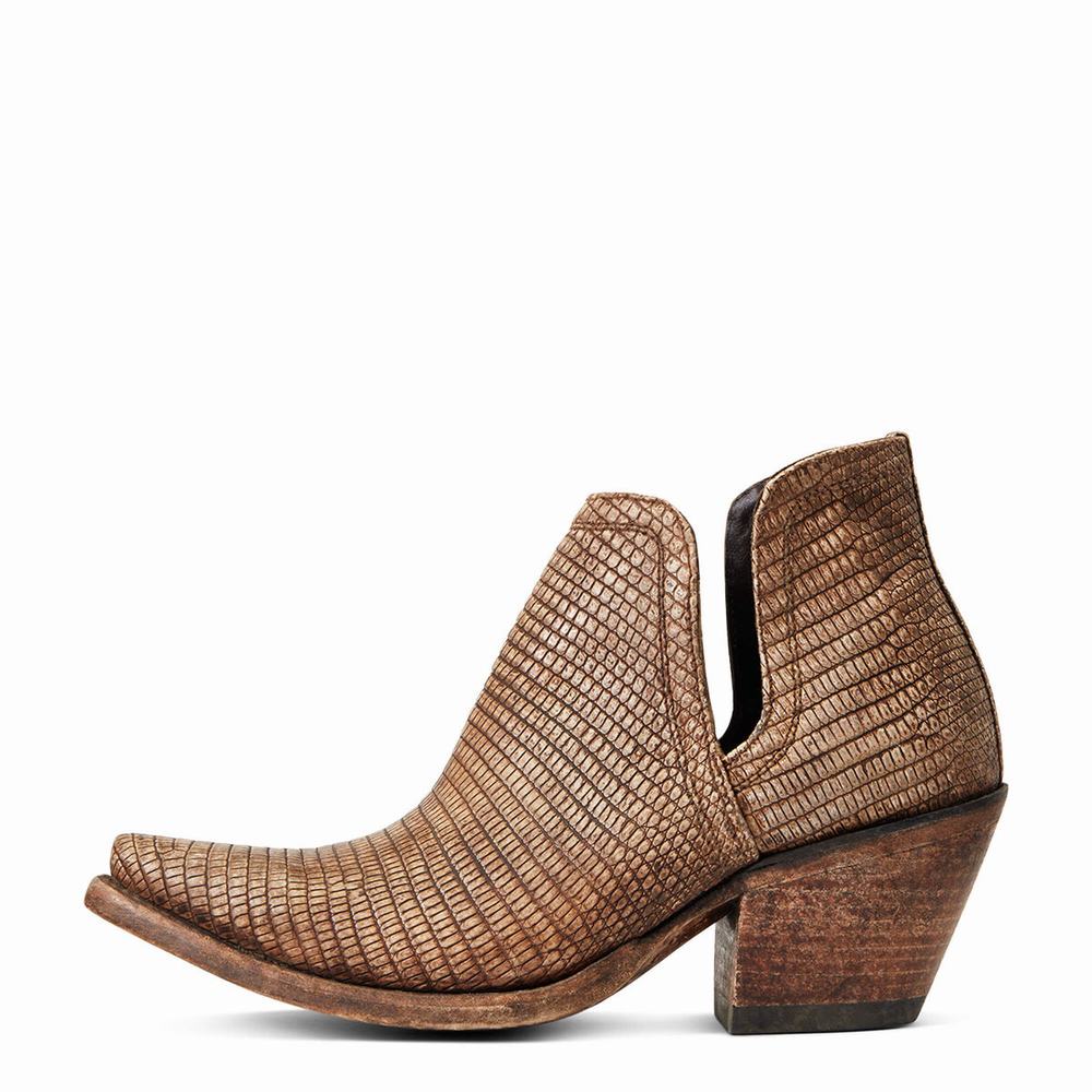 Women's Ariat Dixon Lizard Booties Brown | GB0615AWT