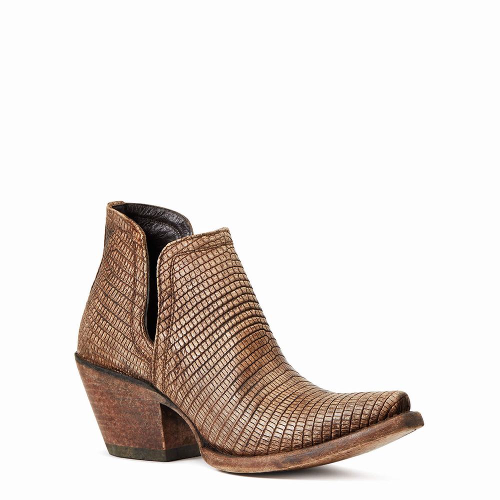 Women's Ariat Dixon Lizard Booties Brown | GB0615AWT