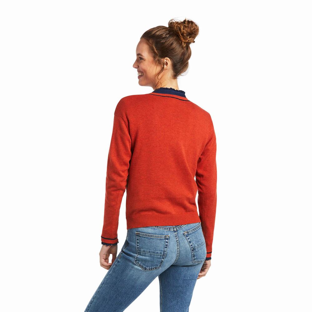 Women's Ariat Floret Sweaters Orange | GB1702CXB