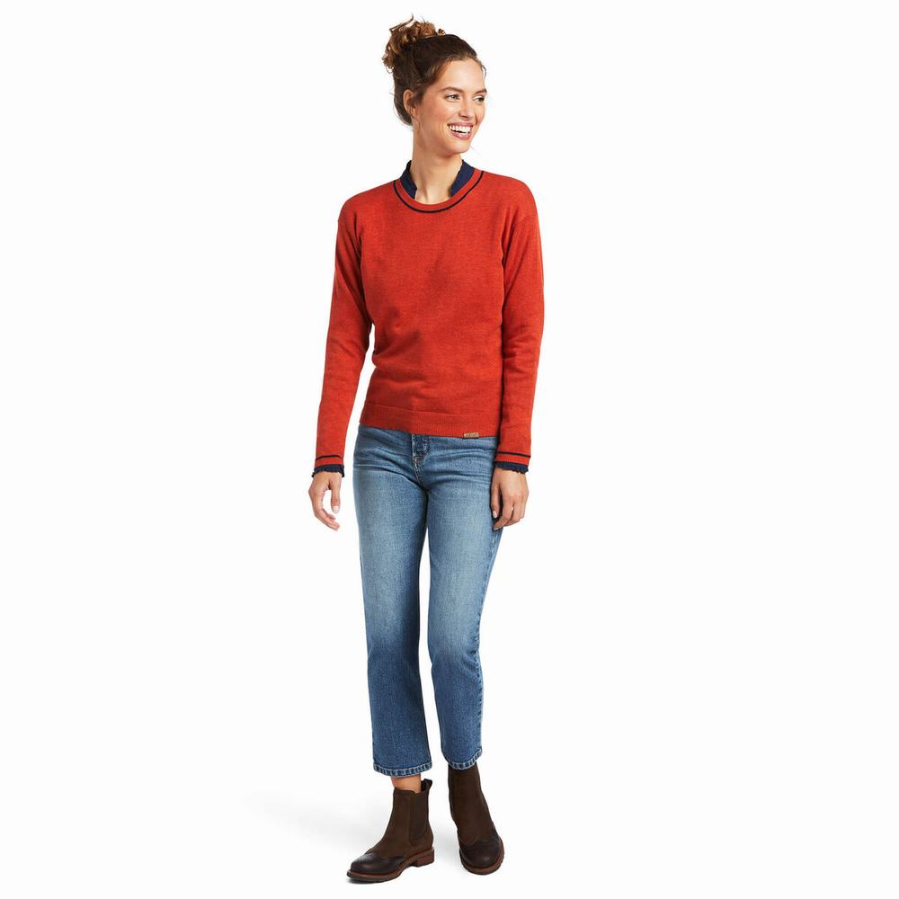 Women's Ariat Floret Sweaters Orange | GB1702CXB