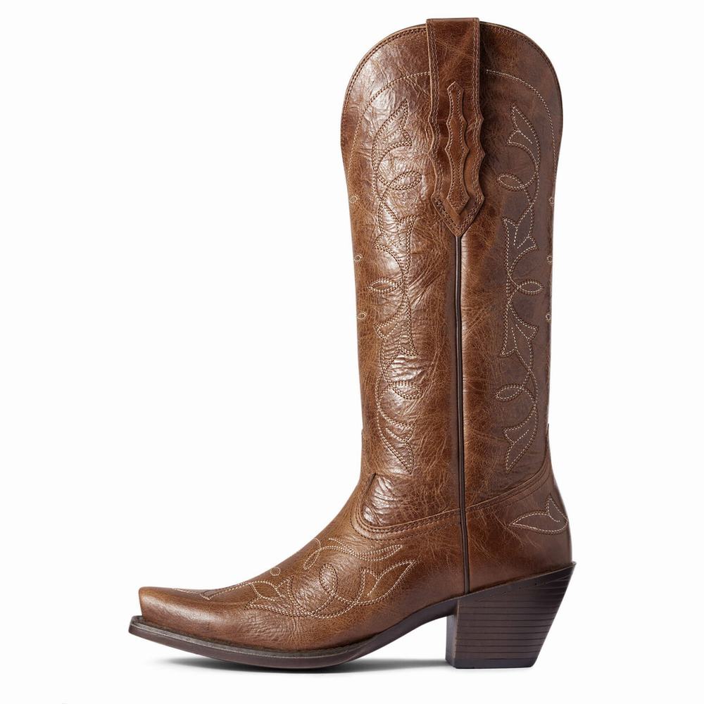 Women's Ariat Heritage D Toe Dress Boots Dark Brown | GB0963NHG