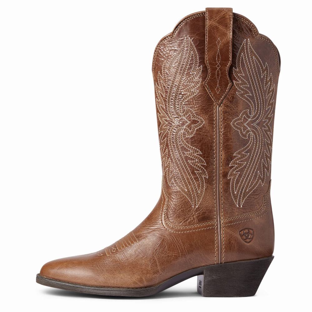 Women's Ariat Heritage R Toe Dress Boots Dark Brown | GB1239XVU