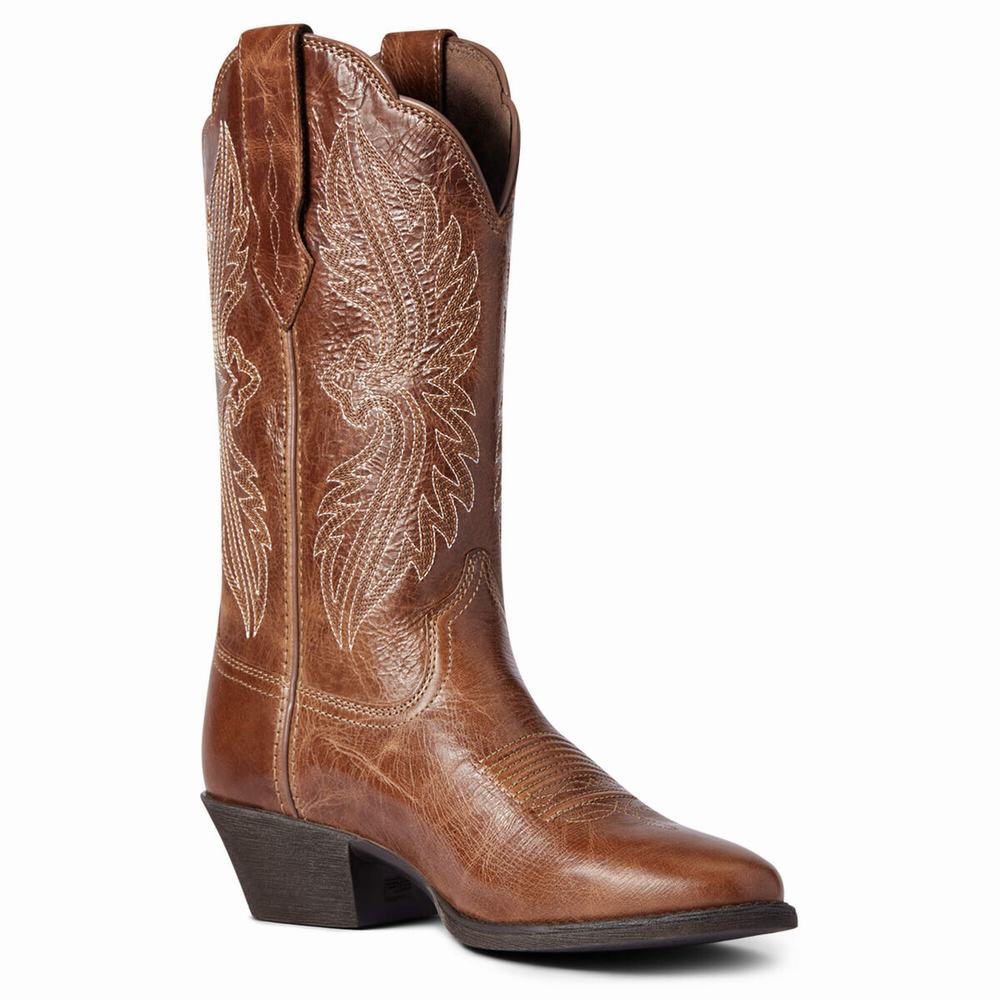 Women's Ariat Heritage R Toe Dress Boots Dark Brown | GB1239XVU