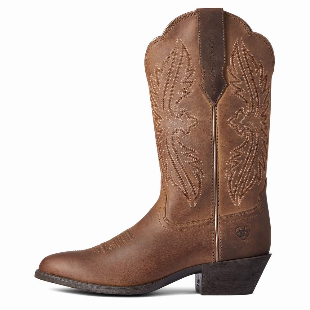 Women's Ariat Heritage R Toe Western Boots Brown | GB2870GBN