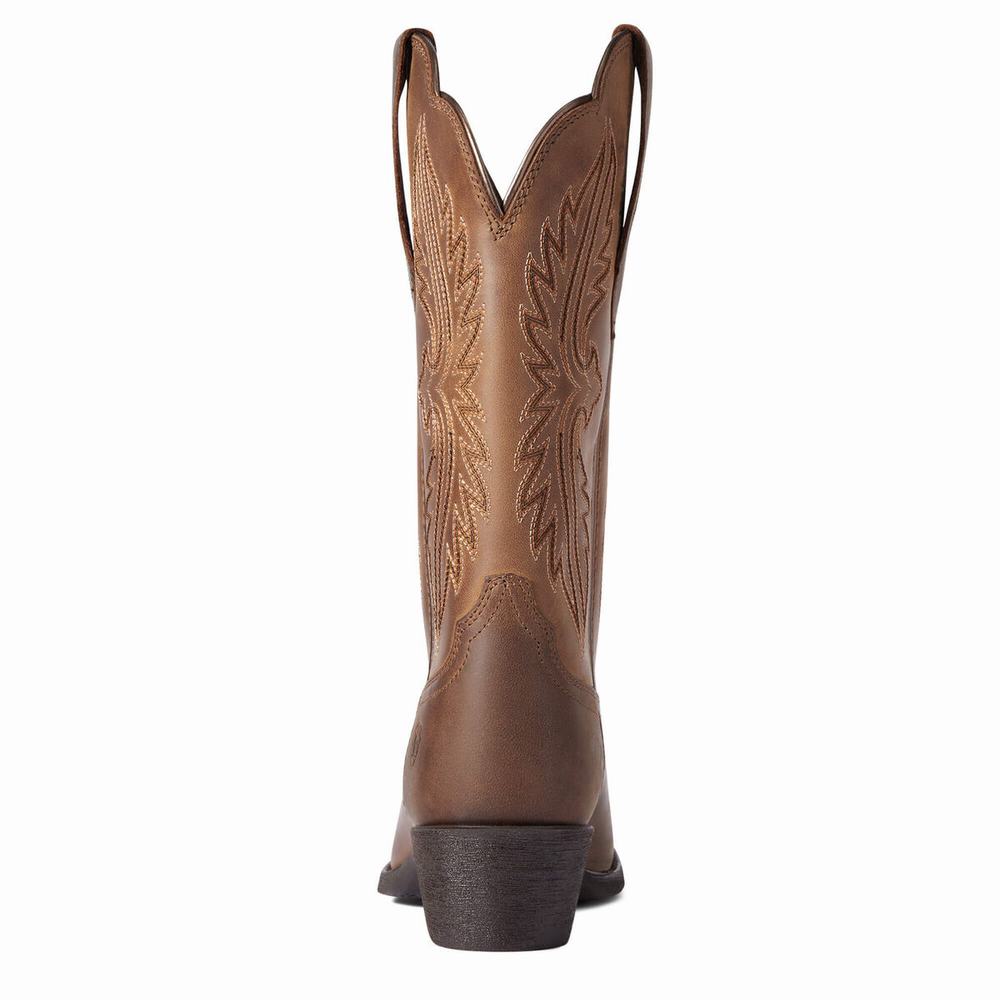 Women's Ariat Heritage R Toe Western Boots Brown | GB2870GBN