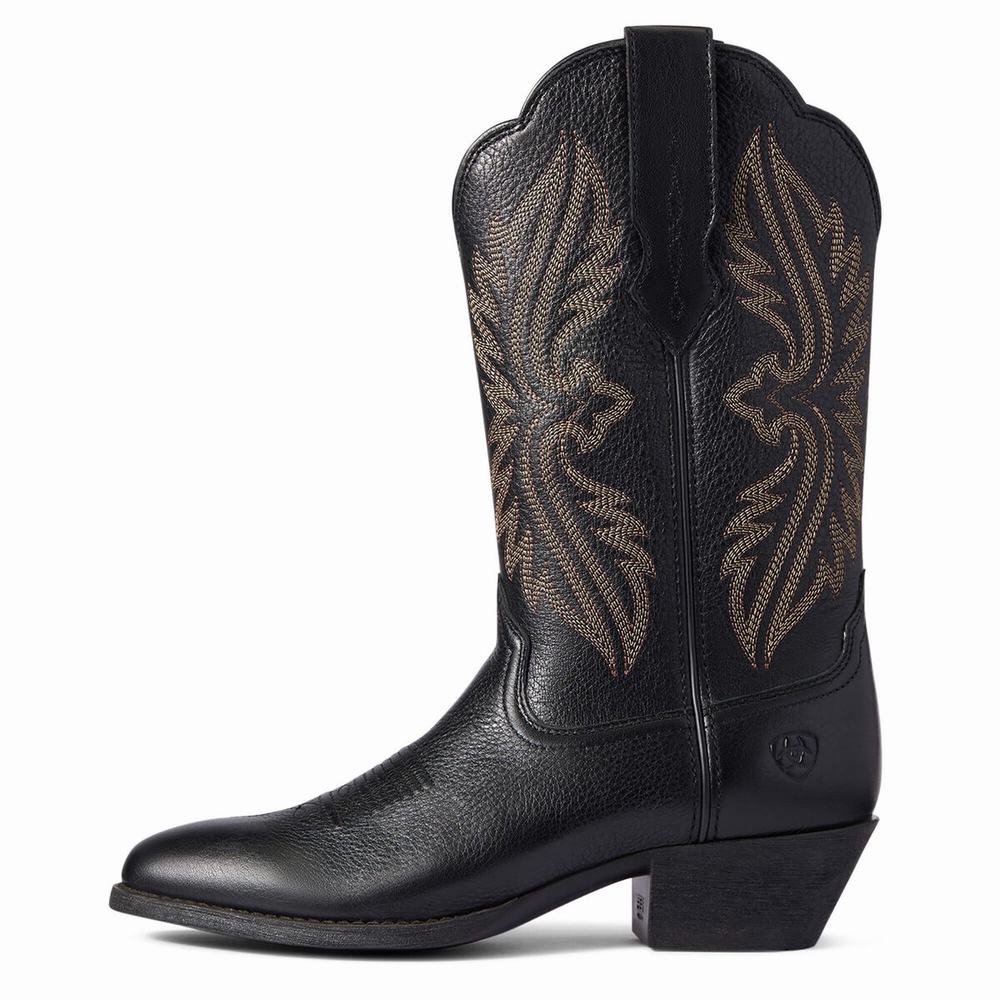 Women's Ariat Heritage R Toe Western Boots Black | GB9143XIU