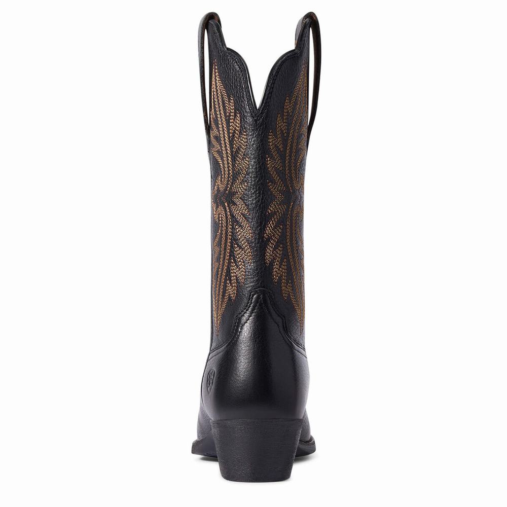 Women's Ariat Heritage R Toe Western Boots Black | GB9143XIU