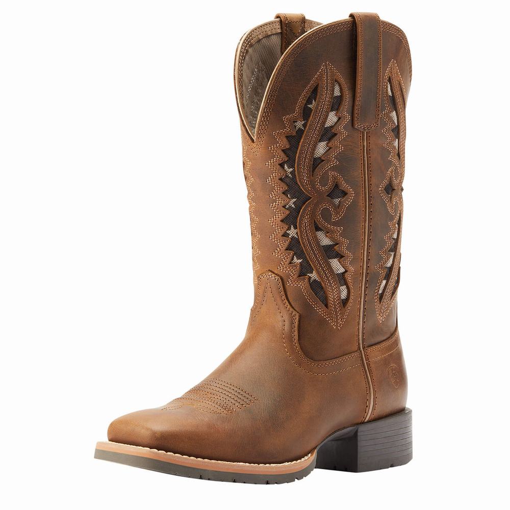 Women\'s Ariat Hybrid Rancher VentTek 360 Western Boots Brown | GB0683PMU