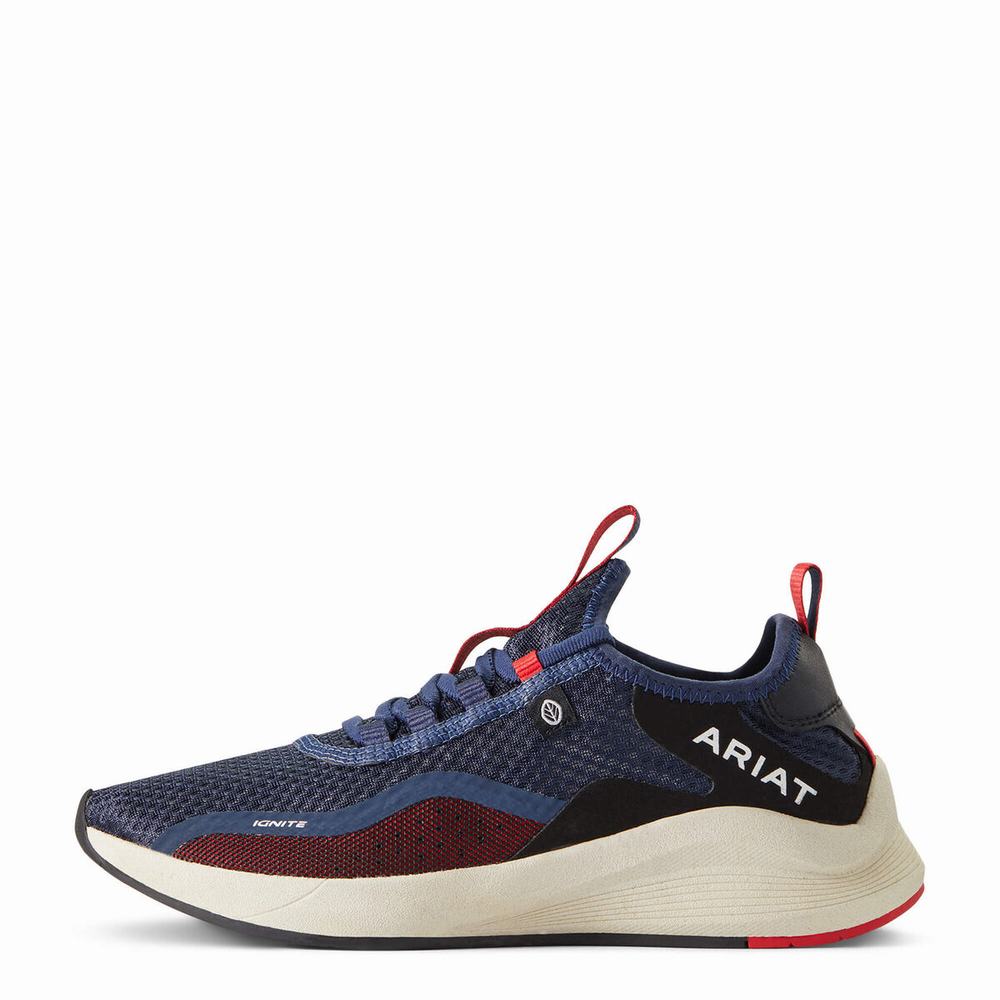 Women's Ariat Ignite Eco Sneakers Navy | GB9547IOS