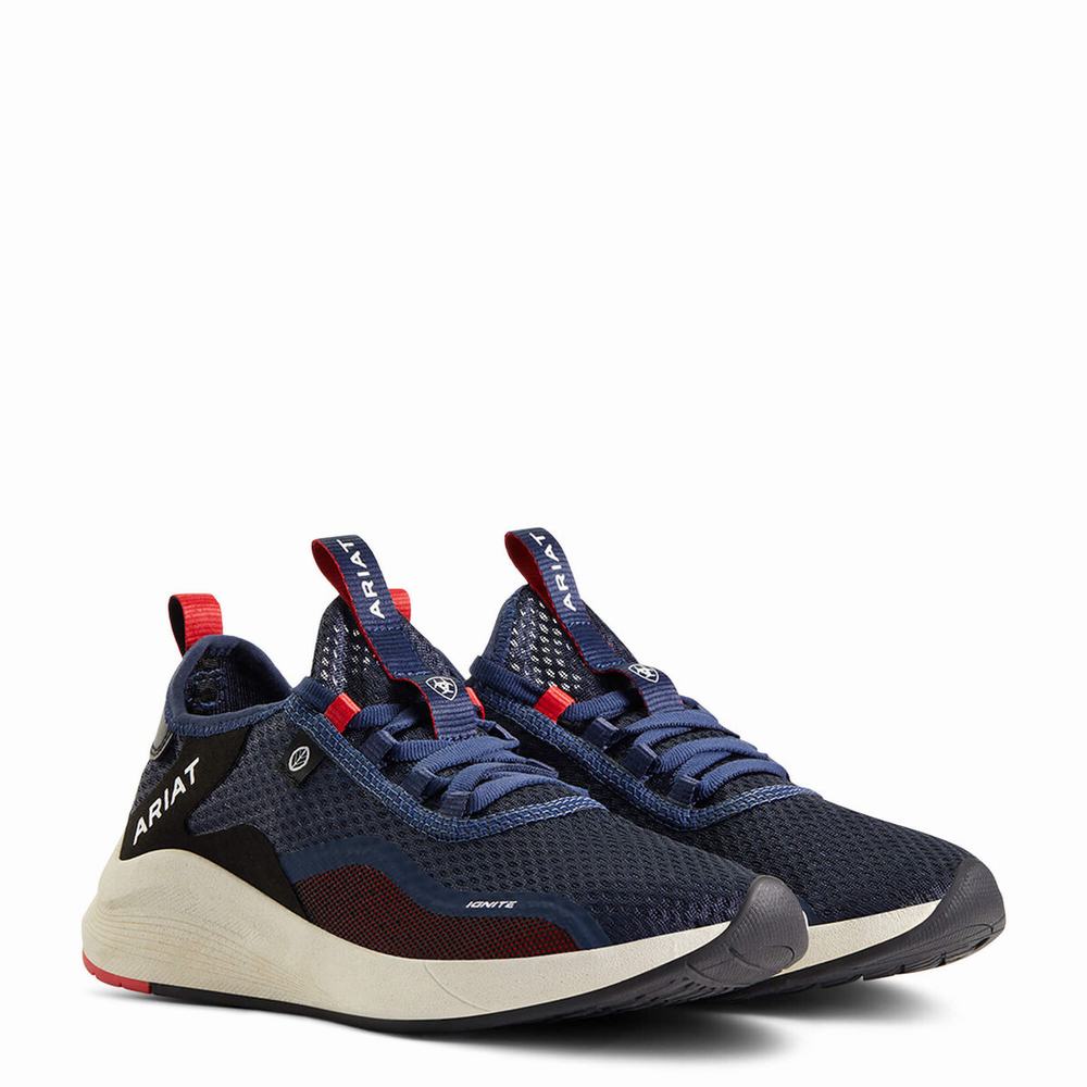 Women's Ariat Ignite Eco Sneakers Navy | GB9547IOS