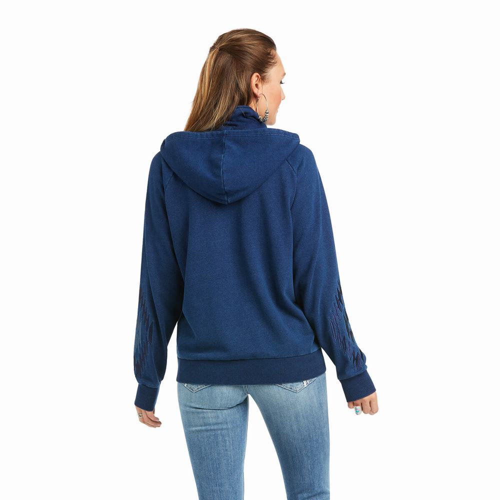 Women's Ariat Knit Full Zip Hoodies Blue | GB6847ECM