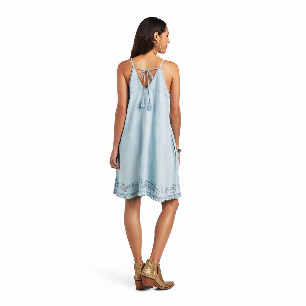 Women's Ariat Meadow Dress Light Blue | GB3029ANU