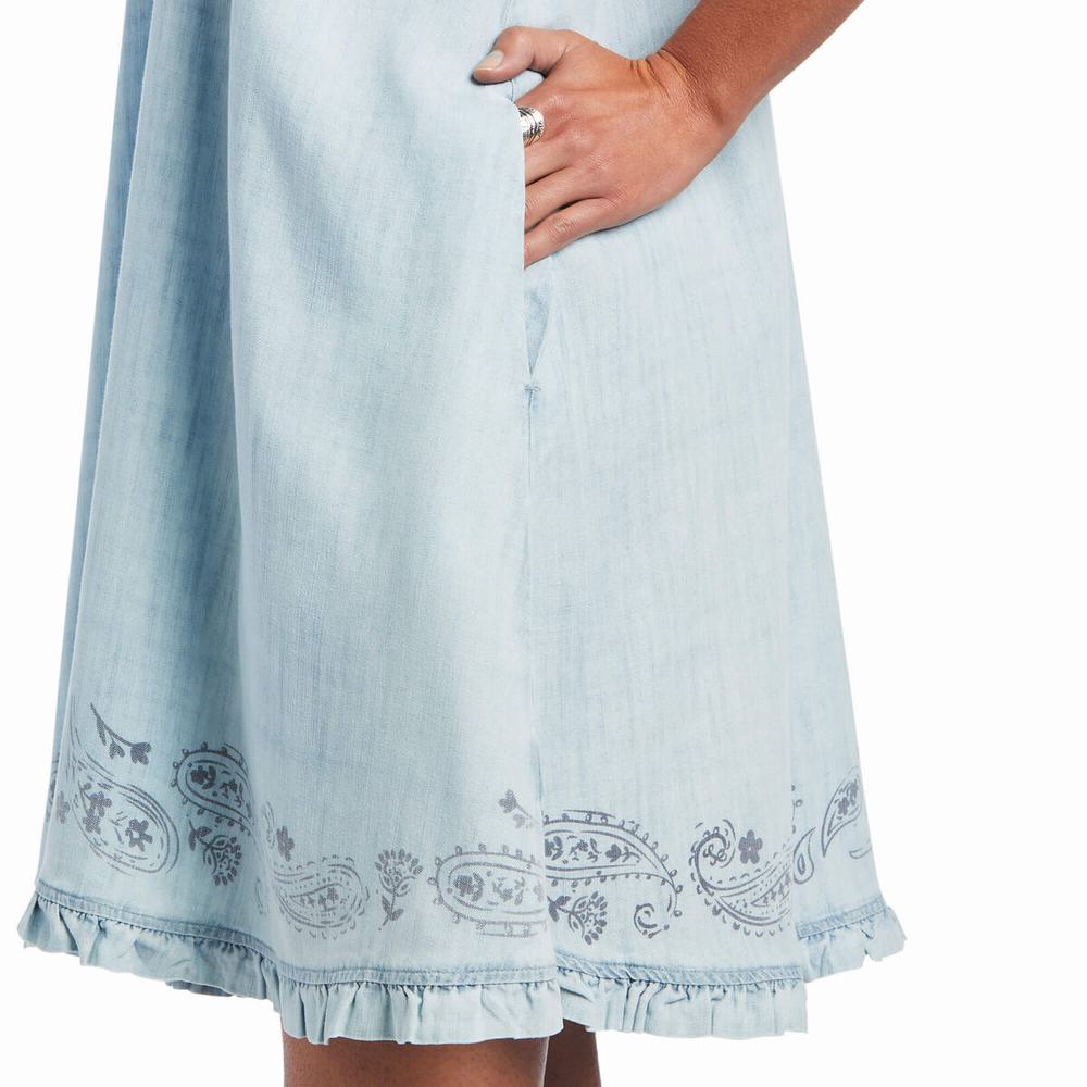 Women's Ariat Meadow Dress Light Blue | GB3029ANU