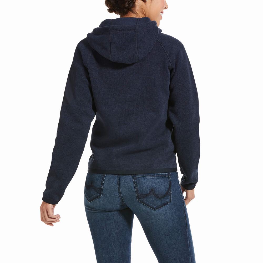 Women's Ariat Polartec Flou Full Zip Hoodies Navy | GB9013UOW