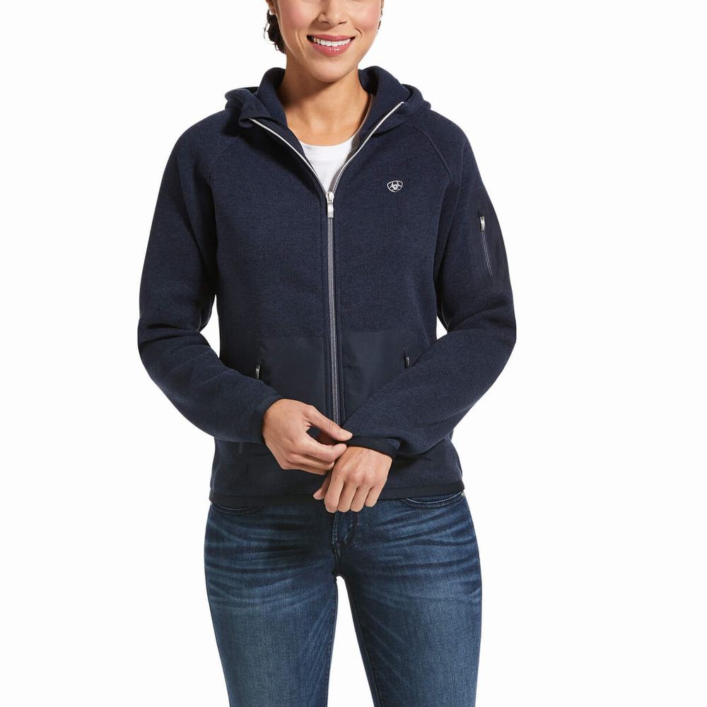 Women\'s Ariat Polartec Flou Full Zip Hoodies Navy | GB9013UOW