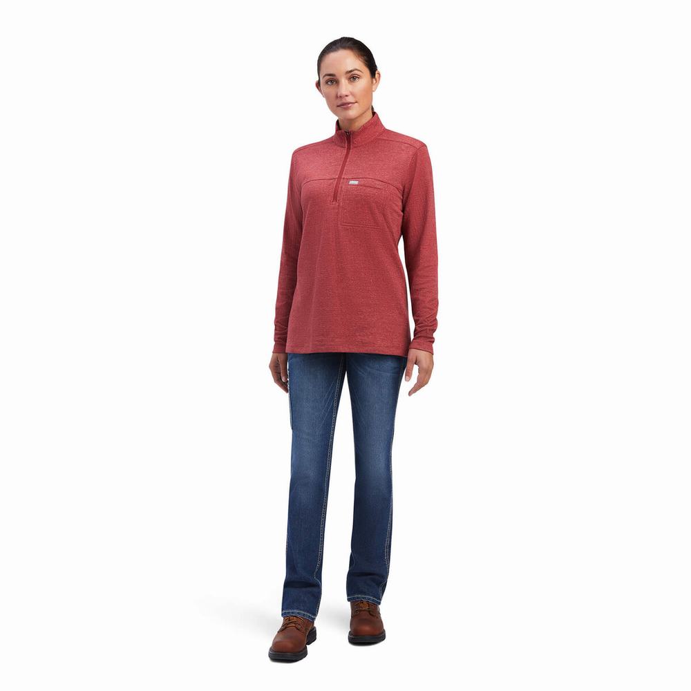 Women's Ariat Rebar Foundation 1/4 Zip Shirts Multicolor | GB2961YTC